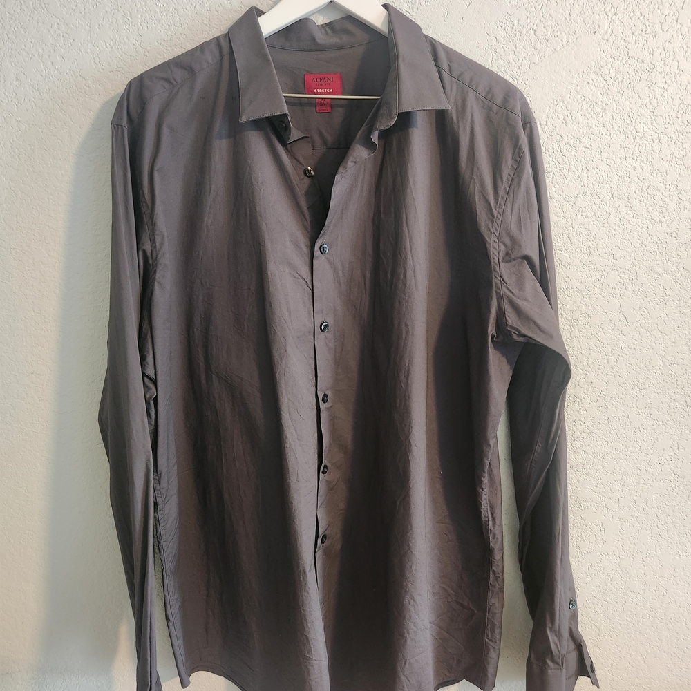 Alfani Men's Charcoal Button Down Shirt